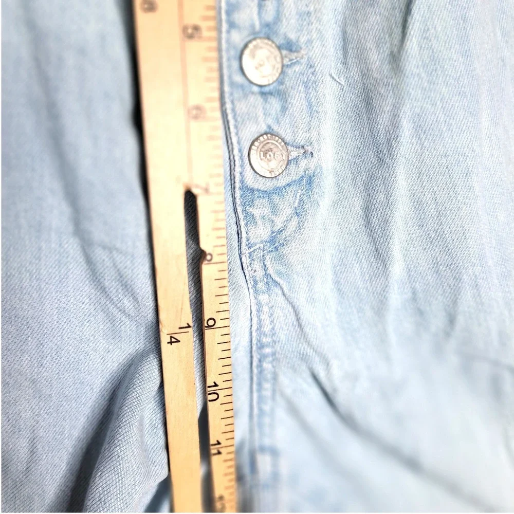 LOFT Paperbag Waist Jeans Women Blue Light Wash High Rise Button Fly Denim Pants